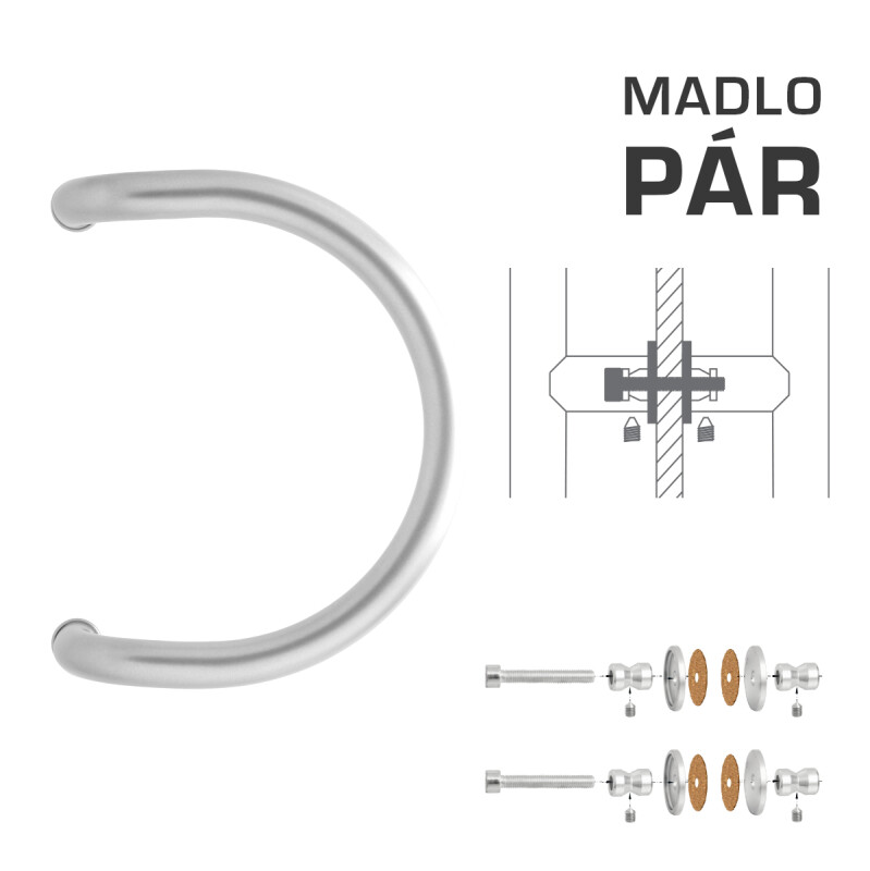 DVEŘNÍ MADLO MP M1 WA/A-S-SKLO - pár (BN - Broušená nerez)