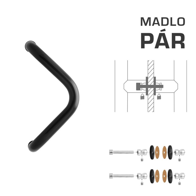 DVEŘNÍ MADLO MP M6 WA/A-S-SKLO - pár (Černá RAL 9005)