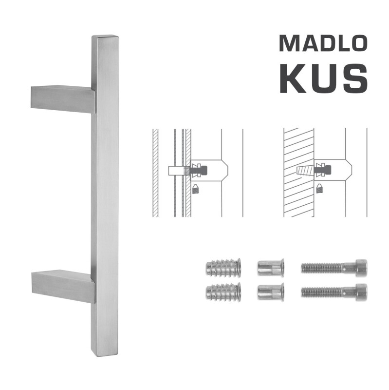 DVEŘNÍ MADLO MP kód K31Z 25x25 mm SP - ks (BN - Broušená nerez)