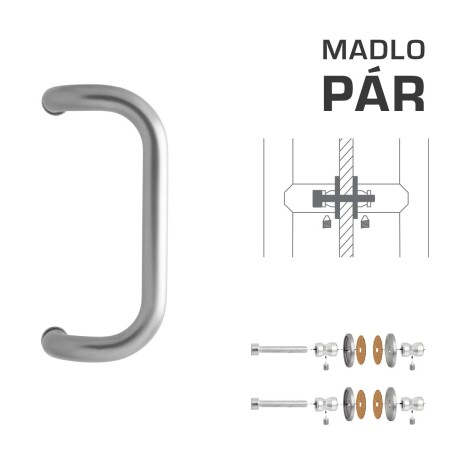 DVEŘNÍ MADLO M2 WA/A-S-SKLO - pár (Stříbrná RAL 9006)