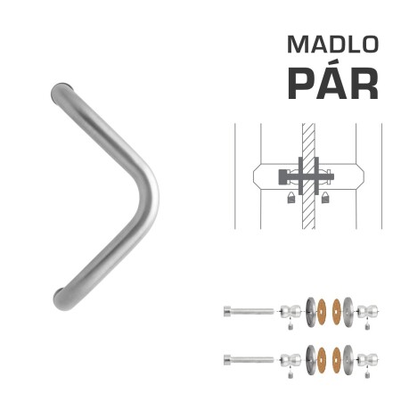 DVEŘNÍ MADLO MP M6 WA/A-S-SKLO - pár (Stříbrná RAL 9006)