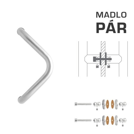 DVEŘNÍ MADLO MP M6 WA/A-S-SKLO - pár (BN - Broušená nerez)