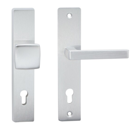 Bezpečnostní kování COBRA TOWER H s hranatou klikou (F1 - stříbrný elox)