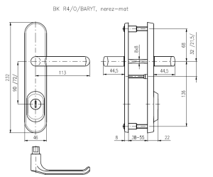 Bezpečnostní kování ROSTEX BK R4/O BARYT (NEREZ MAT)