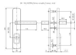 Bezpečnostní kování ROSTEX BK R4 ASTRA 3.tř.( CHROM NEREZ)