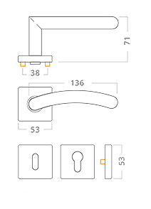 Dveřní kování ACT Heda SlideBloc RHR (NEREZ)