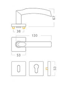 Dveřní kování ACT Ilsa SlideBloc RHR (NEREZ)