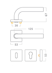 Dveřní kování ACT Lida SlideBloc RHR (NEREZ)