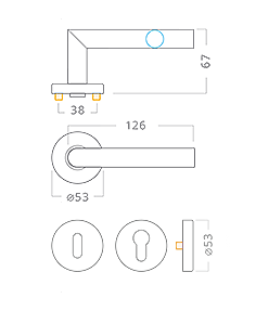 Dveřní kování ACT Tipa EasyClick SlideBloc R (NEREZ)