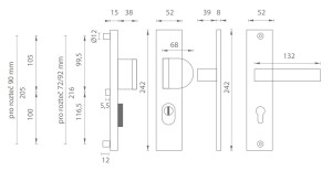 Bezpečnostní kování MP AXA - OMEGA2 PLUS (F6 - Inox elox)