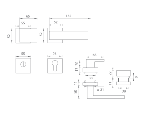 Bezpečnostní kování MP CUBO / SQUARE - HR 3230/2275 (T - Titan)