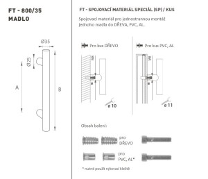 DVEŘNÍ MADLO MP kód K00 Ø 35 mm SP - ks (BS - Černá matná)