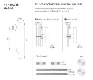 DVEŘNÍ MADLO MP kód K00 Ø 35 mm UN - ks (WS - Bílá matná)