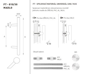 DVEŘNÍ MADLO MP kód K10 Ø 30 mm UN - ks (WS - Bílá matná)