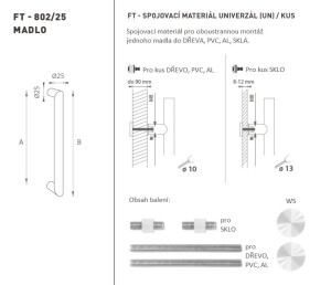 DVEŘNÍ MADLO MP kód K02 Ø 25 mm UN - ks (WS - Bílá matná)