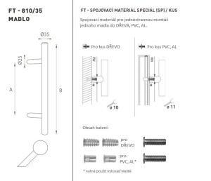 DVEŘNÍ MADLO MP kód K10 Ø 35 mm SP - ks (WS - Bílá matná)