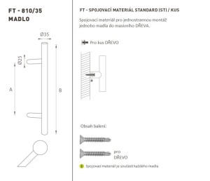 DVEŘNÍ MADLO MP kód K10 Ø 35 mm ST - ks (BN - Broušená nerez)