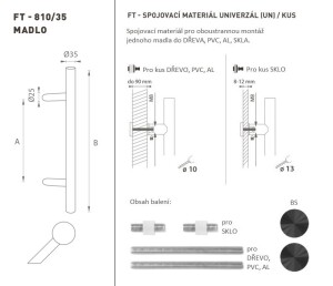 DVEŘNÍ MADLO MP kód K10 Ø 35 mm UN - ks (BS - Černá matná)