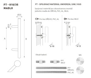 DVEŘNÍ MADLO MP kód K10 Ø 35 mm UN - ks (WS - Bílá matná)