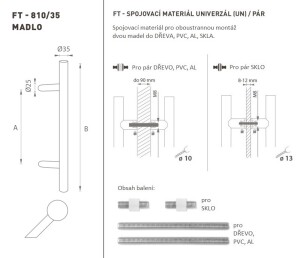 DVEŘNÍ MADLO MP kód K10 Ø 35 mm UN - pár (WS - Bílá matná)