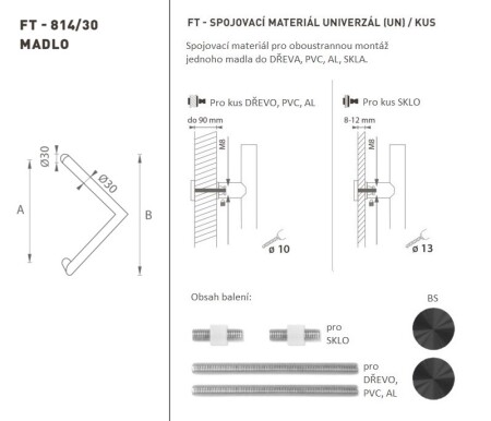 DVEŘNÍ MADLO MP kód K14 Ø 30 mm UN - ks (BS - Černá matná)