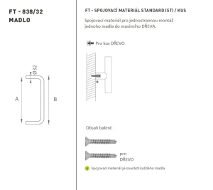 DVEŘNÍ MADLO MP kód K38 Ø 32 mm ST - ks (WS - Bílá matná)