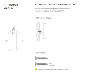 DVEŘNÍ MADLO MP kód K38 Ø 32 mm ST - ks (BN - Broušená nerez)