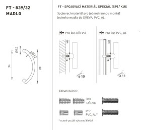 DVEŘNÍ MADLO MP kód K39 Ø 32 mm SP - ks (WS - Bílá matná)