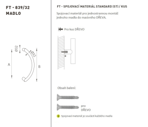 DVEŘNÍ MADLO MP kód K39 Ø 32 mm ST - ks (BS - Černá matná)