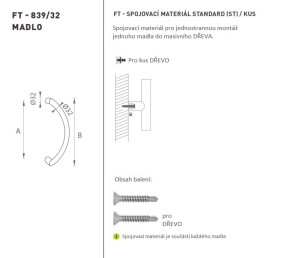 DVEŘNÍ MADLO MP kód K39 Ø 32 mm ST - ks (WS - Bílá matná)