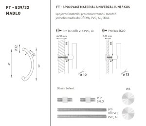 DVEŘNÍ MADLO MP kód K39 Ø 32 mm UN - ks (WS - Bílá matná)