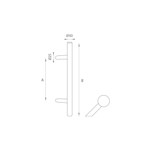 DVEŘNÍ MADLO MP kód K10 Ø 30 mm ST - ks (BN - Broušená nerez)
