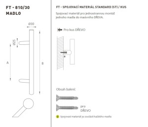 DVEŘNÍ MADLO MP kód K10 Ø 30 mm ST - ks (BN - Broušená nerez)