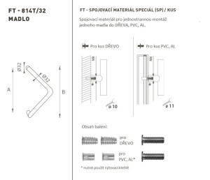 DVEŘNÍ MADLO MP kód K14T Ø 32 mm SP - ks (BS - Černá matná)