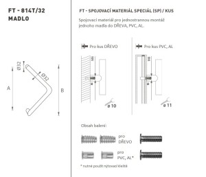 DVEŘNÍ MADLO MP kód K14T Ø 32 mm SP - ks (WS - Bílá matná)