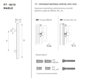 DVEŘNÍ MADLO MP kód K41S 40x10 mm SP - ks (BS - Černá matná)