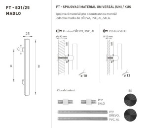 DVEŘNÍ MADLO MP kód K31 25x25 mm UN - ks (BS - Černá matná)