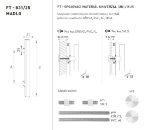 DVEŘNÍ MADLO MP kód K31 25x25 mm UN - ks (WS - Bílá matná)