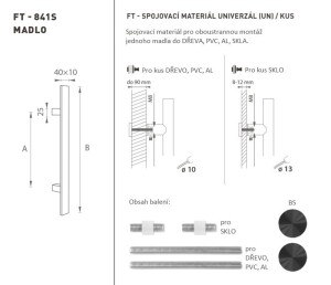 DVEŘNÍ MADLO MP kód K41S 40x10 mm UN - ks (BS - Černá matná)