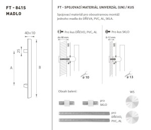 DVEŘNÍ MADLO MP kód K41S 40x10 mm UN - ks (WS - Bílá matná)