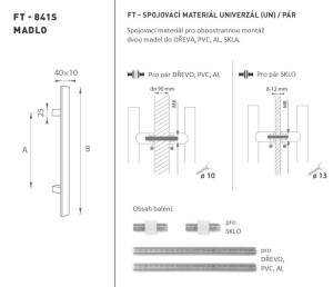 DVEŘNÍ MADLO MP kód K41S 40x10 mm UN - pár (BN - Broušená nerez)