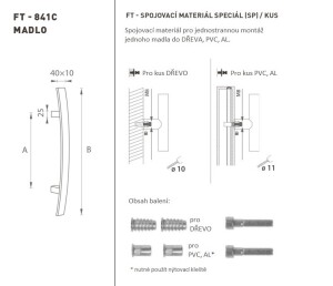 DVEŘNÍ MADLO MP kód K41C 40x10 mm SP - ks (BS - Černá matná)