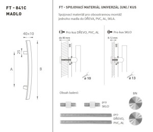 DVEŘNÍ MADLO MP kód K41C 40x10 mm UN - ks (BN - Broušená nerez)