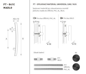 DVEŘNÍ MADLO MP kód K41C 40x10 mm UN - ks (BS - Černá matná)