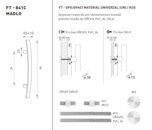 DVEŘNÍ MADLO MP kód K41C 40x10 mm UN - ks (WS - Bílá matná)