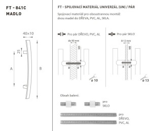 DVEŘNÍ MADLO MP kód K41C 40x10 mm UN - pár (BN - Broušená nerez)