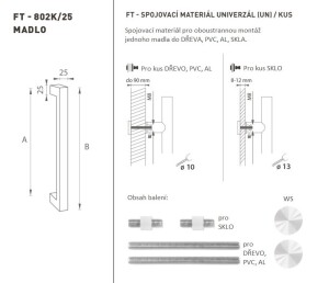 DVEŘNÍ MADLO MP kód K02K 25x25 mm UN - ks (WS - Bílá matná)