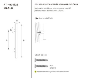 DVEŘNÍ MADLO MP kód K31 25x25 mm ST - ks (BN - Broušená nerez)