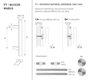 DVEŘNÍ MADLO MP kód K41Z 40x10 mm UN - ks (BN - Broušená nerez)