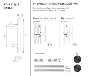 DVEŘNÍ MADLO MP kód K41Z 40x10 mm UN - ks (BS - Černá matná)